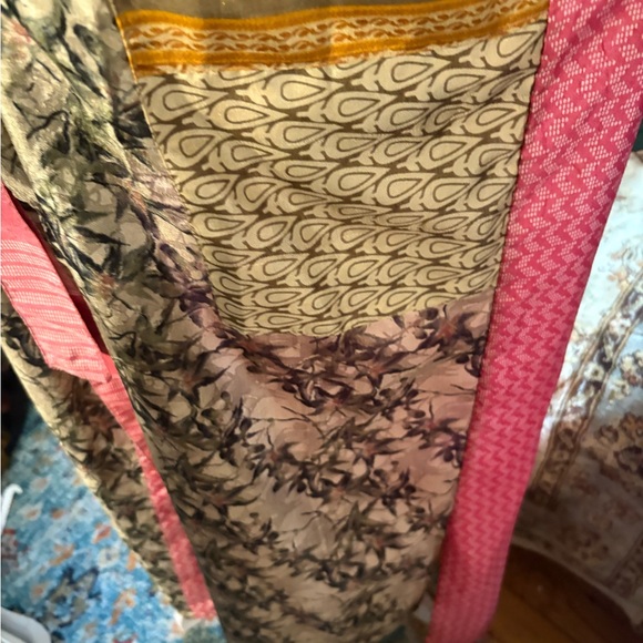 Multicolor Vintage Indian Sari Silk Kimono OS - Picture 3 of 6